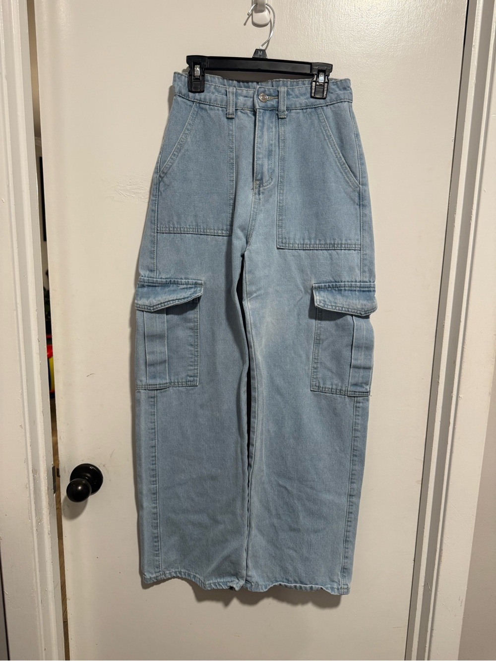 Light Blue Cargo Denim Jeans - Women’s